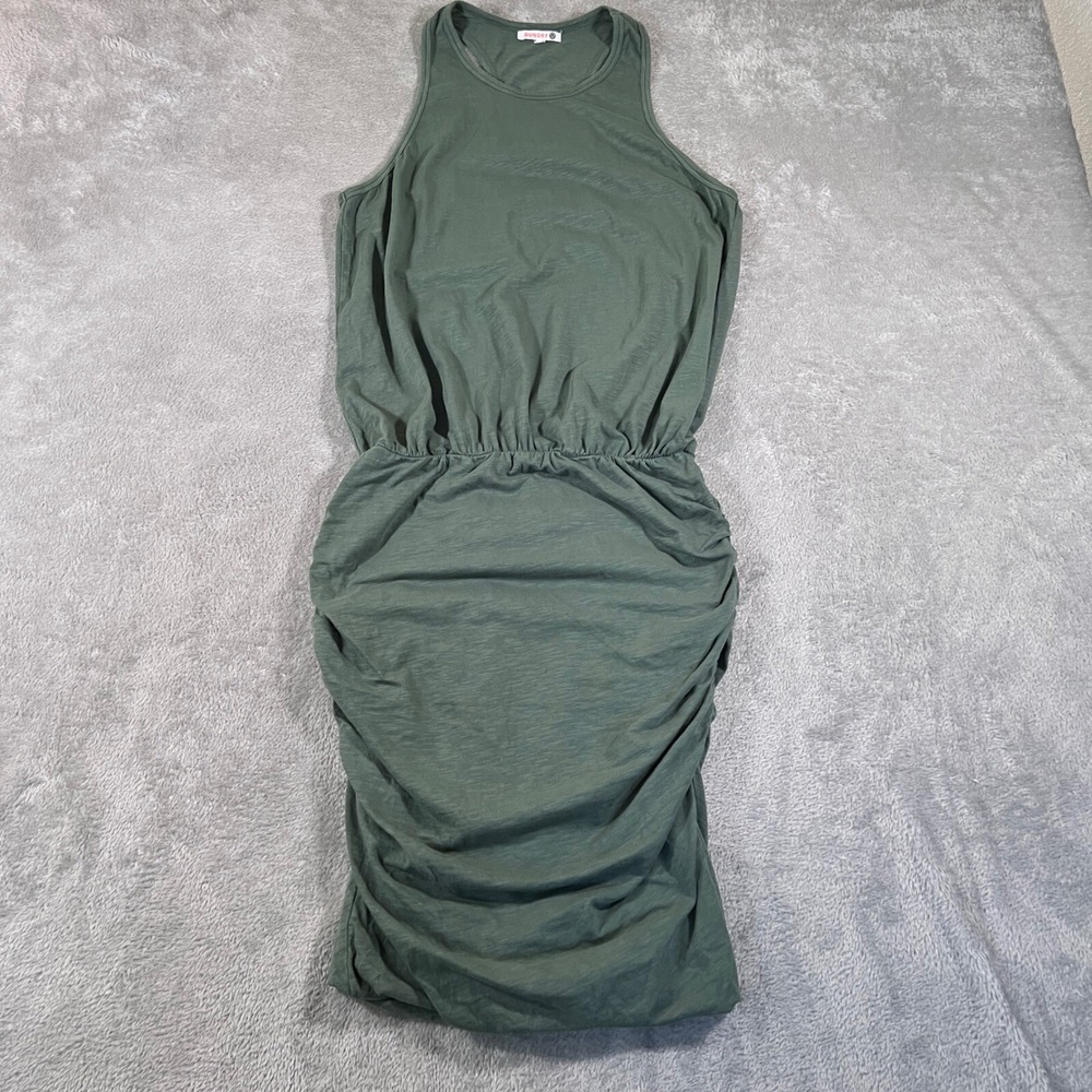 Sundry Dress Ruched Bodycon‎ Womens Size 4 Olive Green Tank Casual Chic USA